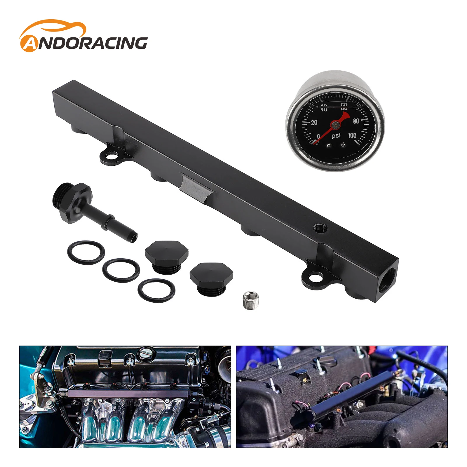 

Aluminum K Series High Flow Injection Fuel Rail Kit for Honda K20 K24 Rsx Civic Si Integra Ep3 Fuel Pressure Regulator Gauge Fit
