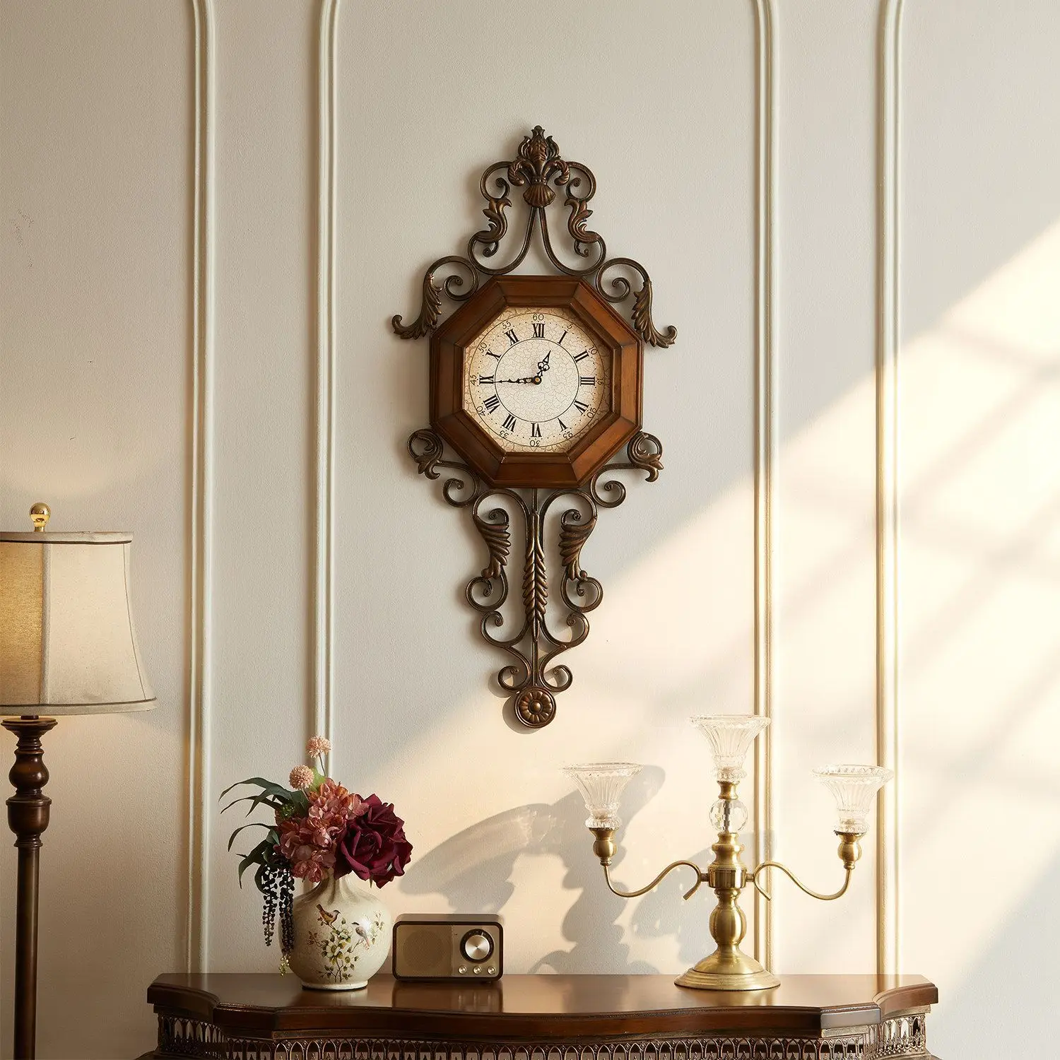 

Vintage american style wall clock - creative iron art clock for living room, european style, unique and stylish home decor