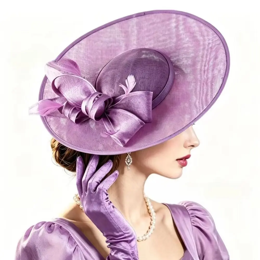 Hair Hoop Exquisite Mesh Bow Headband Elegant French Feather Fascinator Hat Sweet Flower Tea Party Hat Lady