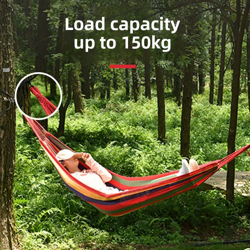 Comfortable canvas hammock chair durable indoor/outdoor swing seat for garden, patio, camping, home leisure