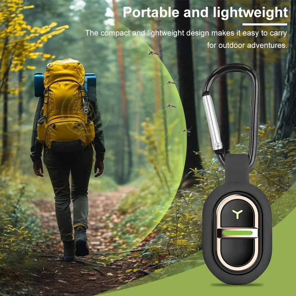 1-5 قطعة بالموجات فوق الصوتية طارد البعوض الصغير مع حلقة تسلق خفيفة الوزن مكافحة لدغة البعوض قلادة للأطفال البالغين التخييم في الهواء الطلق