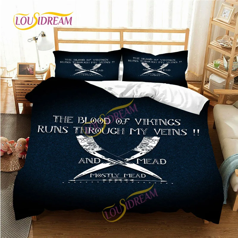 Vikings personalization bedroom decorationDuvet Cover Pillowcase Bedding Set Flat Sheet Three Piece Flat Cover Duvet cover