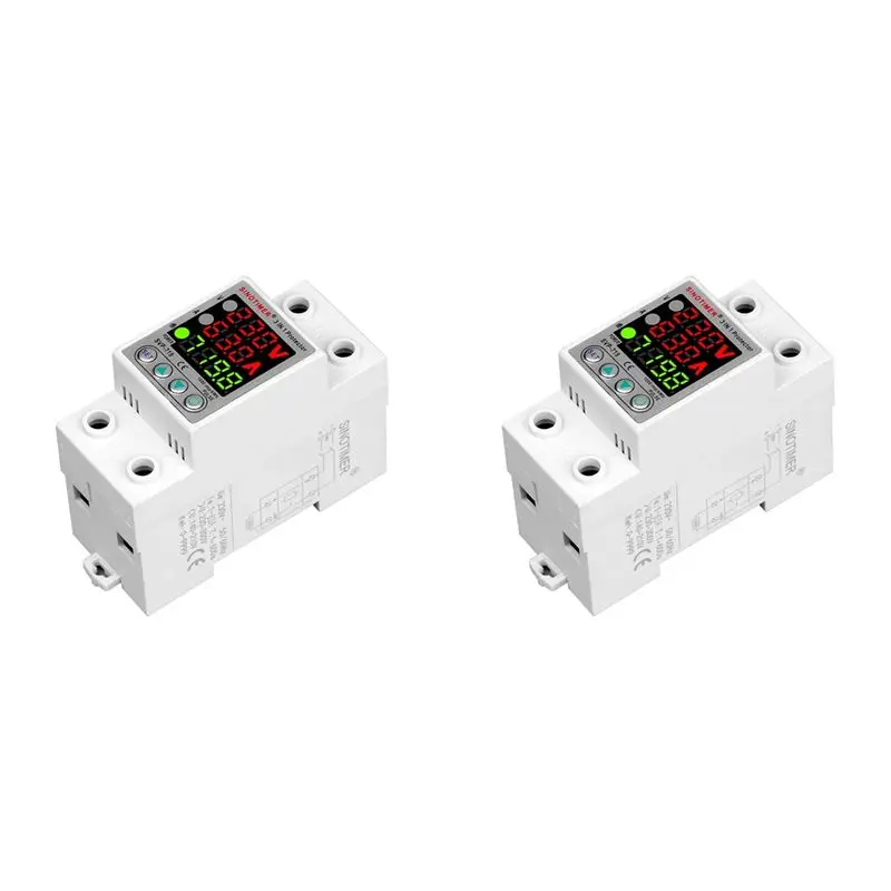 2X SINOTIMER 220V Adjust Voltage Relay Over Under Voltage Protector Over Current Limit Wattm KWH Energy Meter 40A