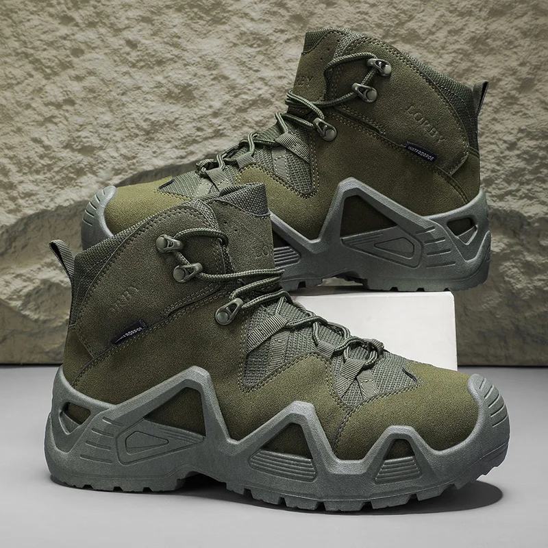 

Mountaineering boots hiking outdoor men's shoes cross-country tactical boots mid-top waterproof mountaineering outdoor boots