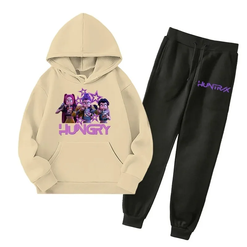 

Trendy Hoodie Set for Women Kpop Demon Hunters Long Sleeve Pullover Unisex Fashion Hooded Sweatshirt +Pants Set Men Outfit Gift