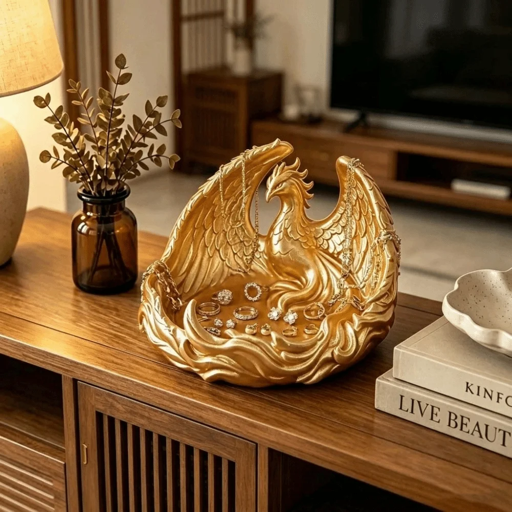 Fashion Phoenix Shape Storage Tray Vintage Resin Creative Jewelry Dish Multi-Color Large Size Coin Holder Tray Gift