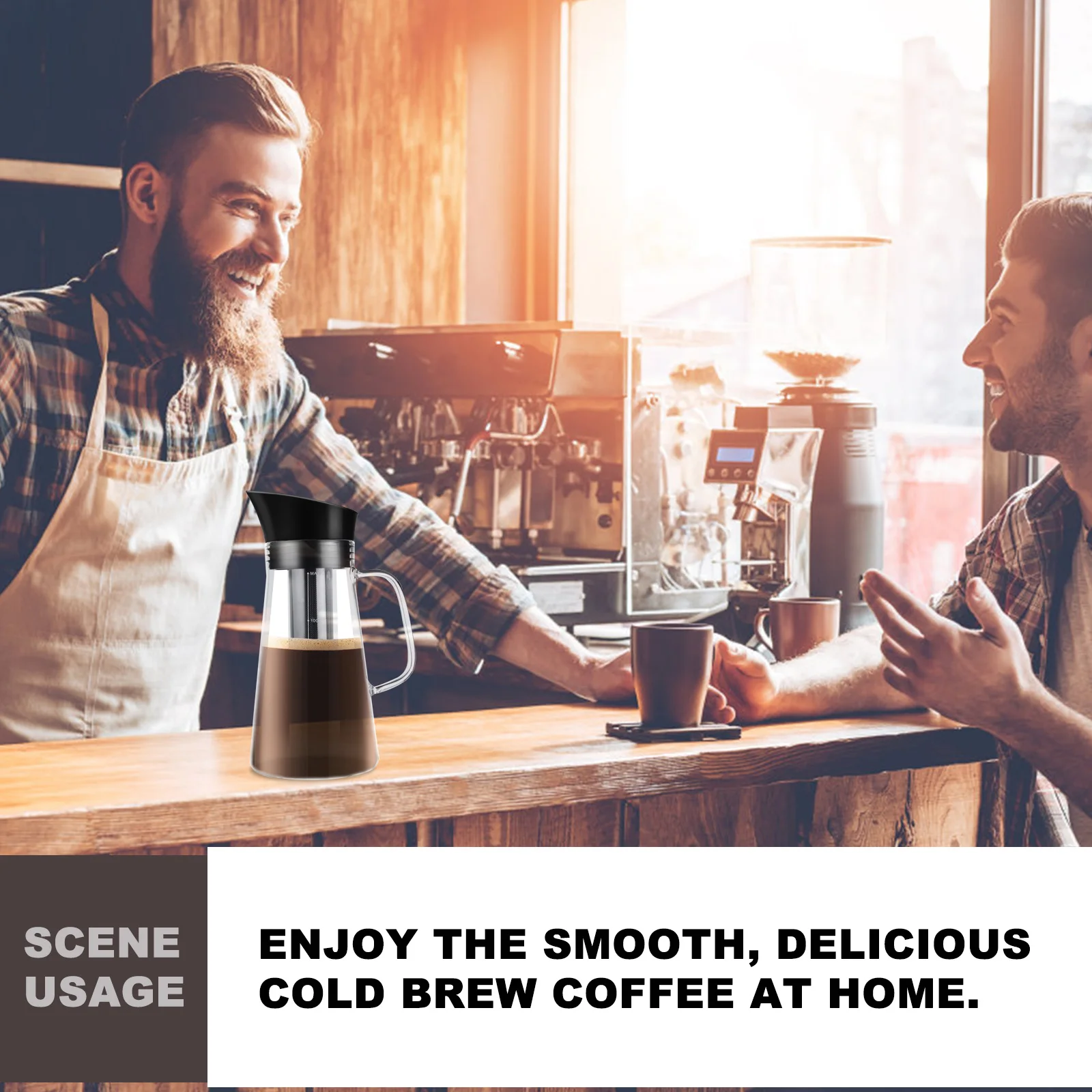 

1Pcs Glass Coffee Pot with Filter Large Capacity Cold Brew Maker Heat Resistant Glass Coffee Ware Multi-Functional Tea Kettle