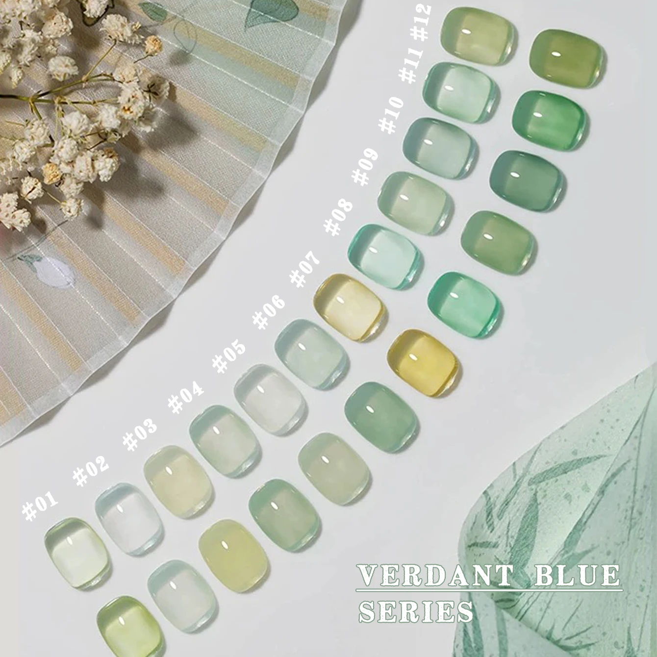 12ml Summer Mint Green Gel Polish 12 Colors Sheer Pastel UV LED Gel Long Lasting Non-Chipping Nail Varnish for Women