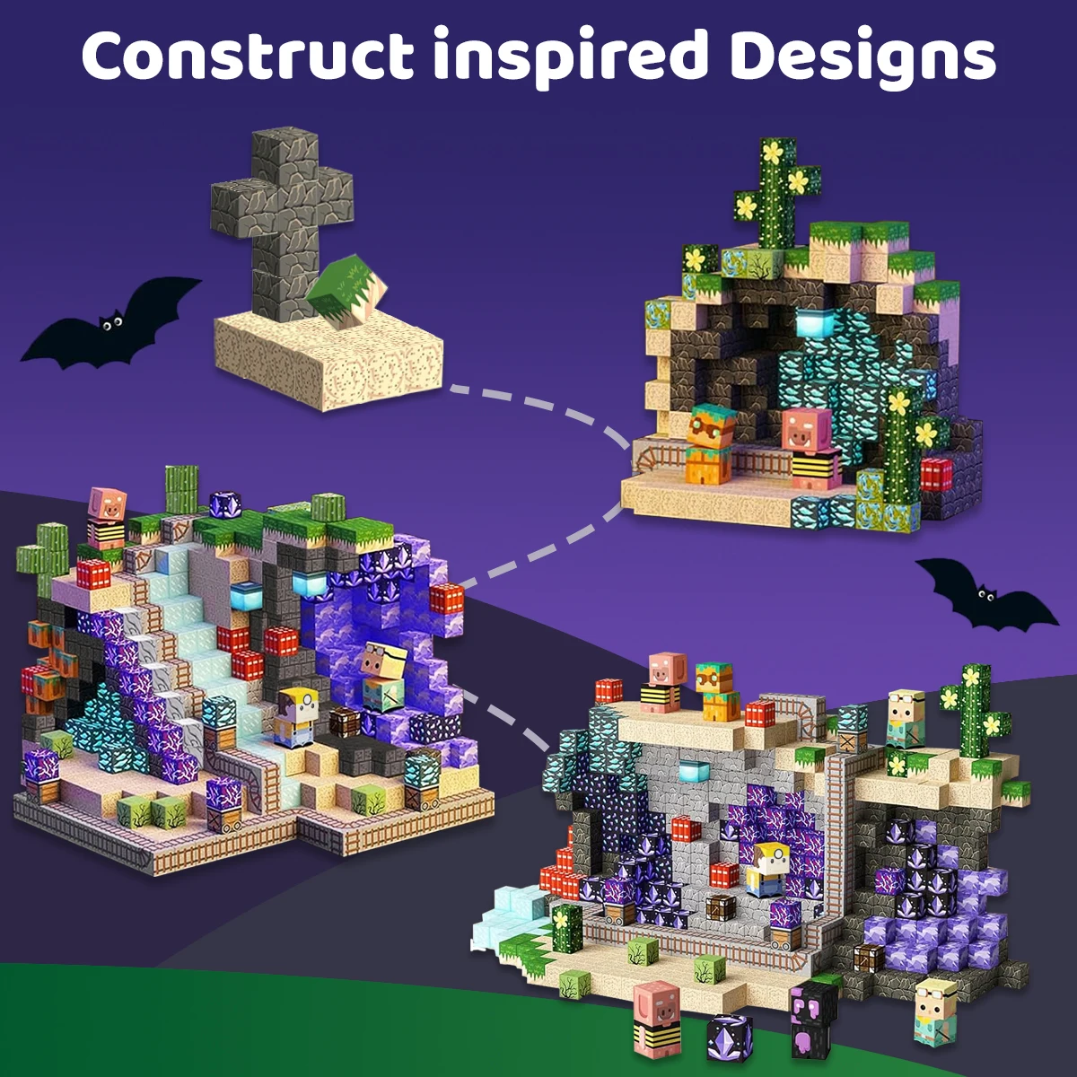 اللبنات المغناطيسية الصحراء البحث عن الكنز للأطفال بنين بنات الذين تتراوح أعمارهم بين 3 + مجموعة مكعبات المغناطيس لعبة مونتيسوري الحسية الجذعية