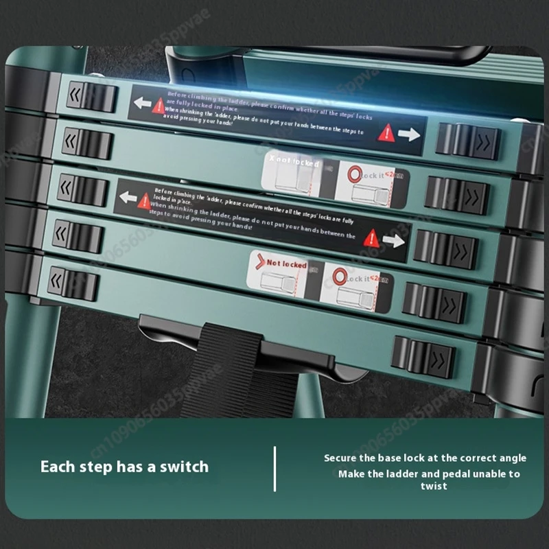 سلم تلسكوبي محمول من الألومنيوم مع نظام مضاد للصدمات وخطوات متعددة الوظائف لمستودع وتجديد المنزل والحديقة #6