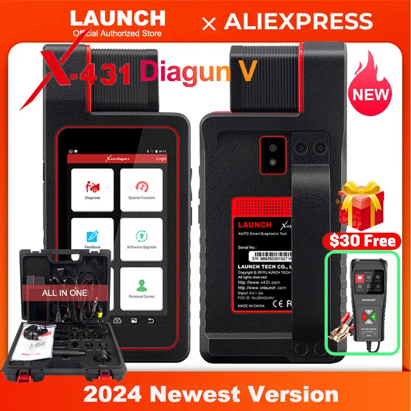 2025 LAUNCH X431 Diagun V Bi-Directional Scan Tool, Full Systems Diagnostic Scanner, ECU Coding, 35+ Services, FCA AutoAut