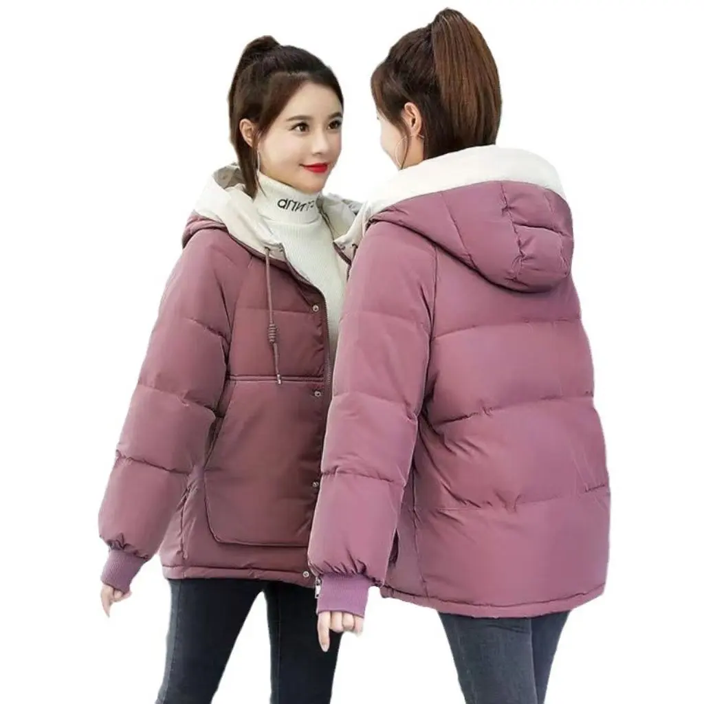 

Women's Short Cotton Jacket Korean Style Student Trendy Outwear Casual Bread Design Winter Coat Ins Style