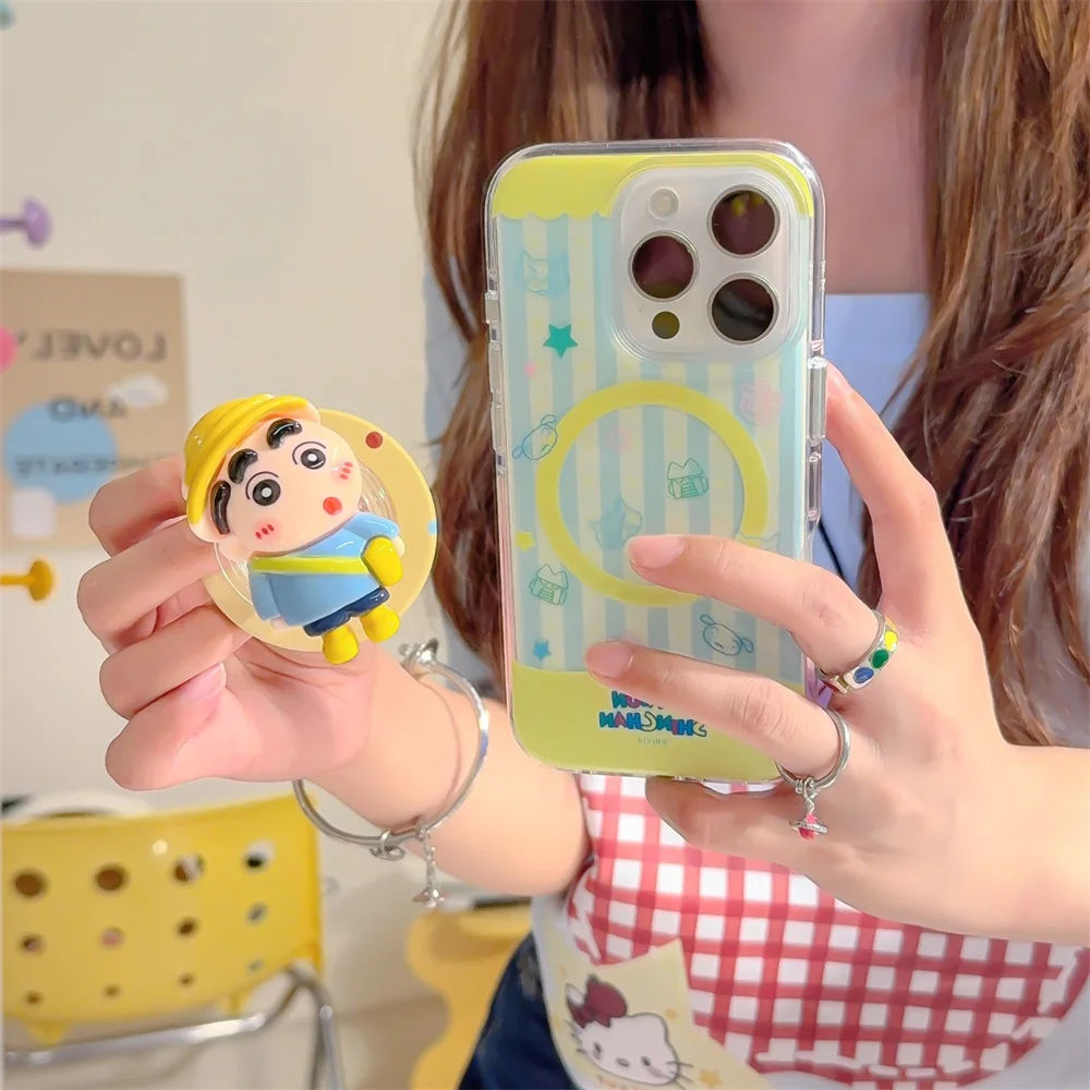 

Cute Star Funny Cartoon Magnetic Holder Phone Case For iPhone 13 14 15 16 Pro Max Funda with Magsafe Stand Shockproof Cover Case