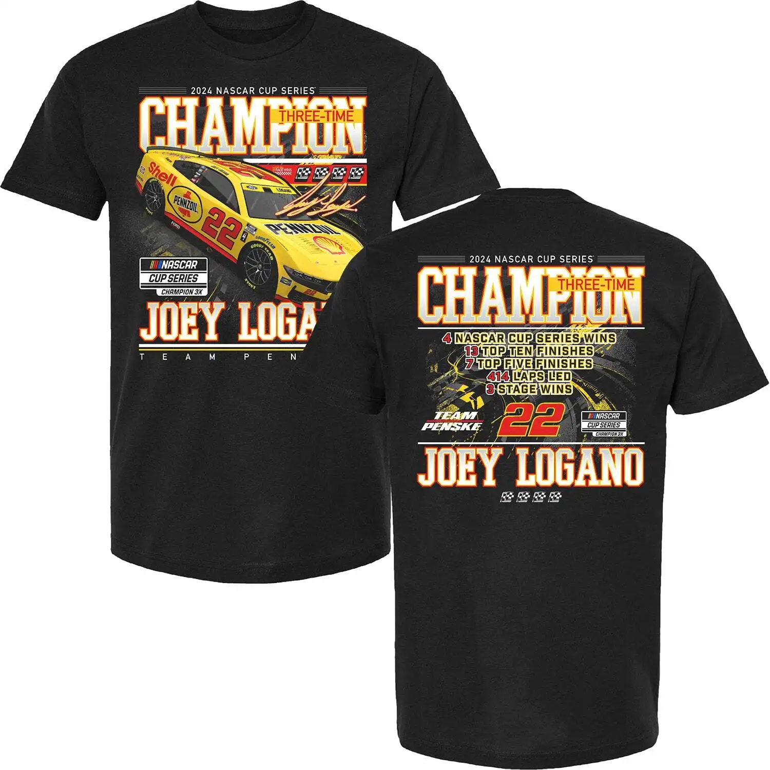 

Joey Logano Exclusive 2024 NASCARS Cup Series Champion Stats T-Shirt Black