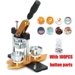 Button Maker Machine, 25 to 75 mm Badge Punch Press Kit, Button Making Supplies with 100pcs Button Parts & Machine Circle Cutter