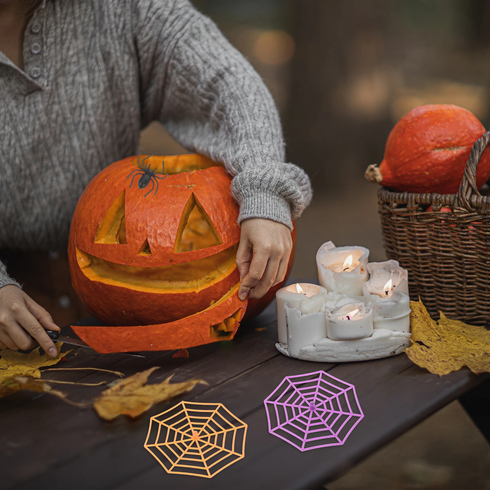 

40Pcs Halloween Plastic Spider Web Decoration for Wall Window Tree Branches Party Hanging Ornament Mysterious Atmosphere Props