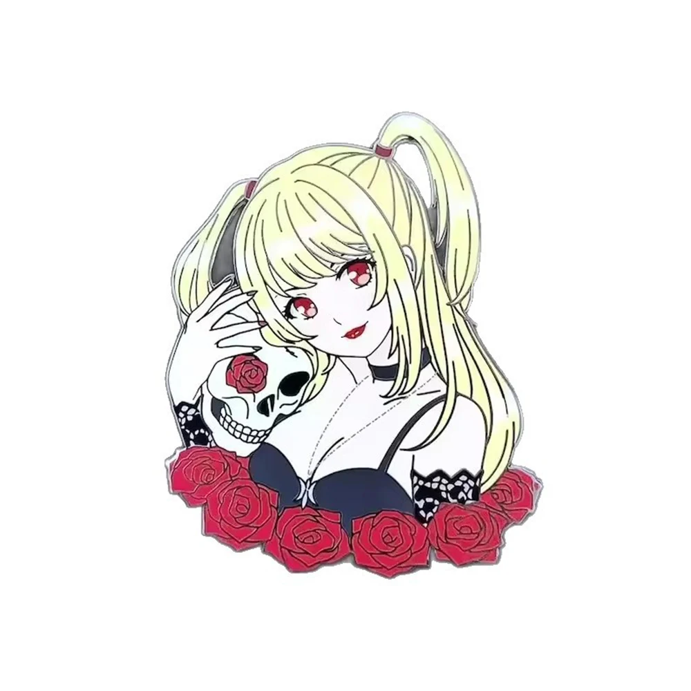 Feine Death Note Misa Amane Emaille-Anstecknadel Anime Totenkopf-Rosen-Brosche Niedliches Sammlerstück Revers-Abzeichen Perfektes Geschenk für Manga-Fans