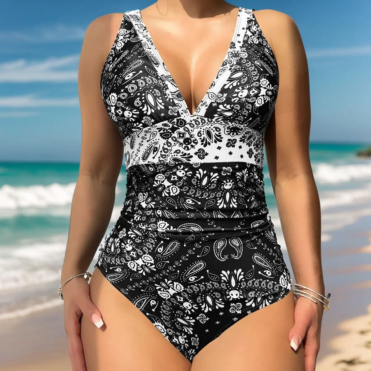 Nuovo costume da bagno da donna primaverile caldo bikini intero snellente e sexy stampato