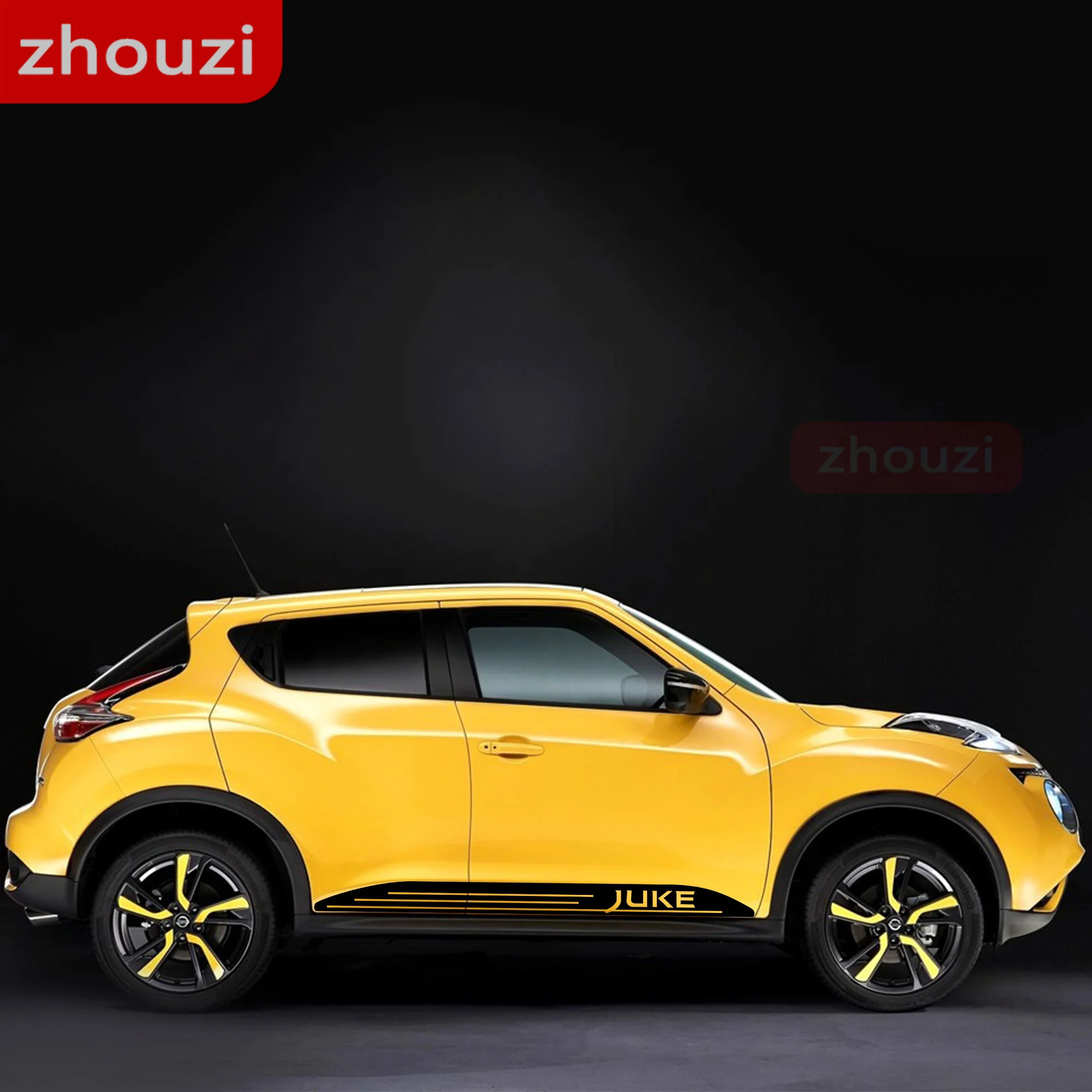 3PCS For Nissan Juke Lot Racing Styling Car Body Engine Cover Sticker Auto Door Side Skirt Vinyl Decal Hood Bonnet Sport Stripes