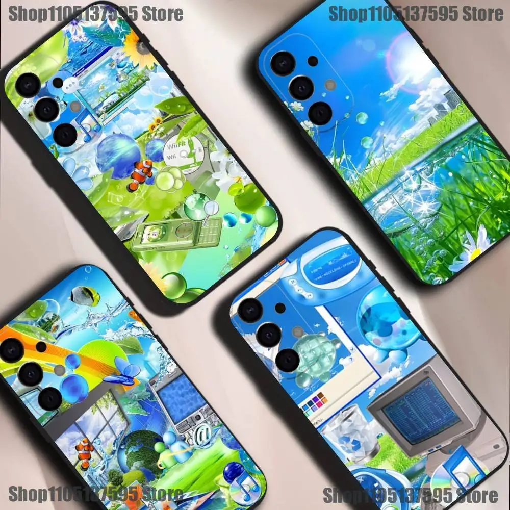 Funda de teléfono Retro Frutiger Aero para Samsung S25,S24,S21,S22,S23,S30,Ultra,S20,Plus,Fe,Lite,5G cubierta negra