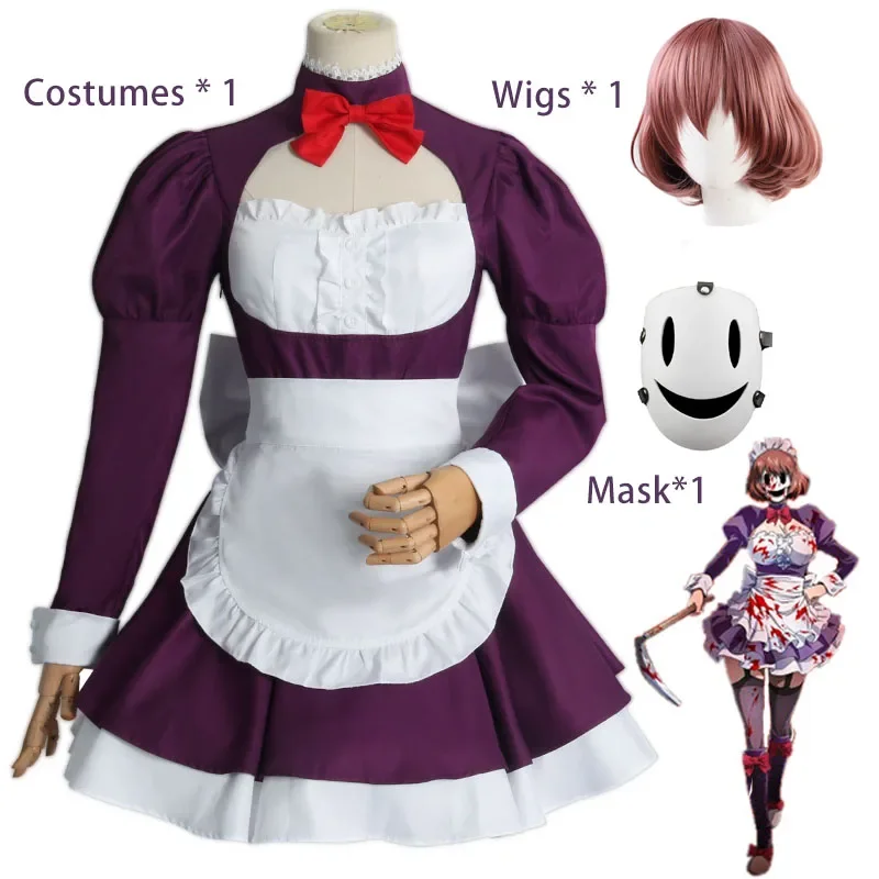 女性のためのアニメのコスプレ衣装,スカートセット,天牛,しのぶ,メイドフクカメン,ハロウィーンの衣装