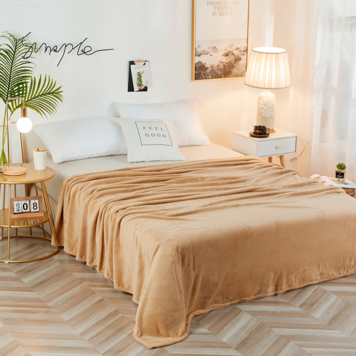 

1Pcs 100x150cm Coral Fleece Flannel Blanket Solid Color Warm No Lint No Balls Air Conditioning Room Khaki Flannel Blanket