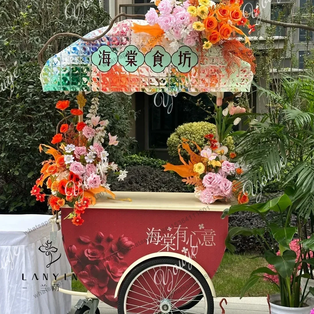 Shopping mall store outdoor display cart movable hand push ice cream cart activity decorative float