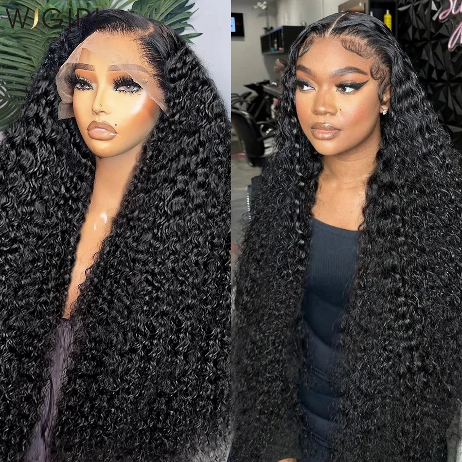 Deep Wave Frontal Wig 13x6 HD Lace Frontal Wig 28 30 32 34 36 Inch 13X4 Human Hair Lace Frontal Wig Deep Curly Lace Front Wig