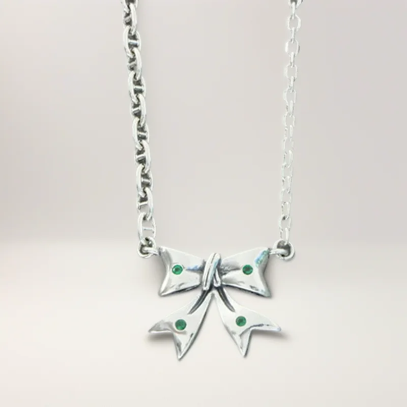 

Small Fresh Chain Sterling Silver Bow Necklace Women's Summer Pendant Small and Luxury Design Sense High Grade Clavicle Chain Je