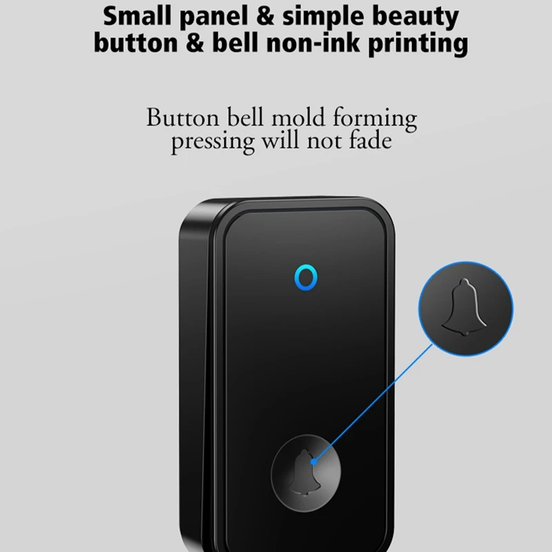 1Set Self Powered Waterproof Wireless Doorbell Night Light Home Cordless Door Bell EU Plug