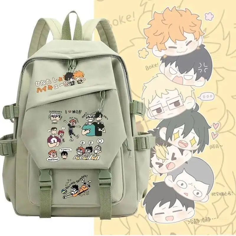 Juego de Anime negro azul rosa Haikyuu estudiantes adolescentes Mochilas escolares Mochilas de gran capacidad mochilas para regalo
