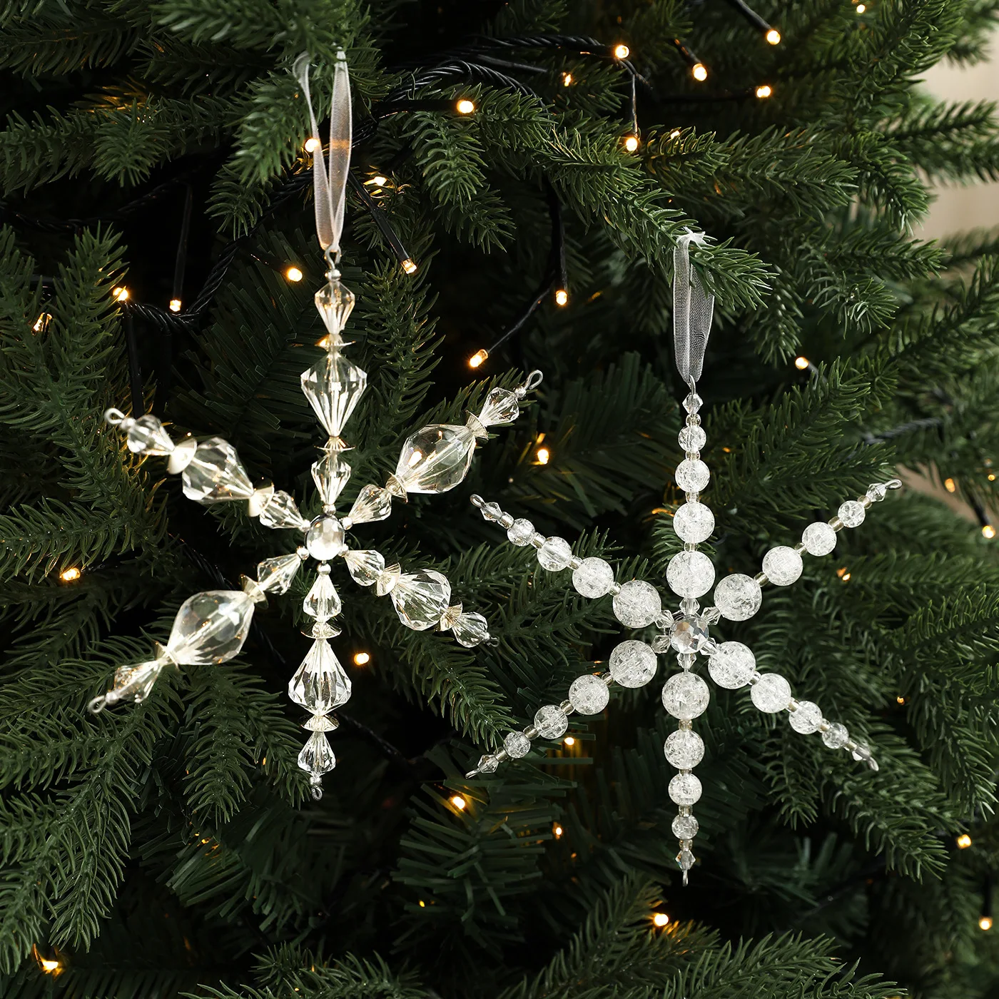 

Transparent Acrylic Snowflake Pendant Hexagonal Star High end Alien Christmas Tree Decoration Hanging Scene Arrangement