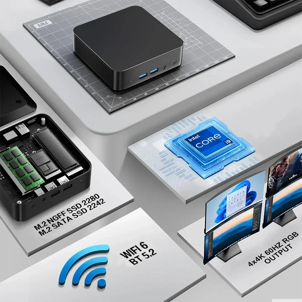 2025 Mini PC Windows 11 pro Intel Core i9 8950HK Small Pocket Computer Mini PC WiFi 6 Type-C 16GB DDR4 1T/2TB SSD BT5.2 Pc Gamer