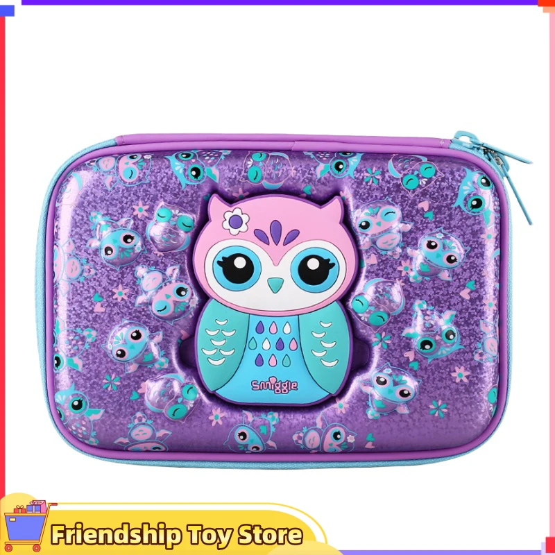 

Genuine Australia Smiggle Elementary School Pencil-Box Children Pencil Case Girl Purple Owl Mirror Large Capacity Cartoon Case