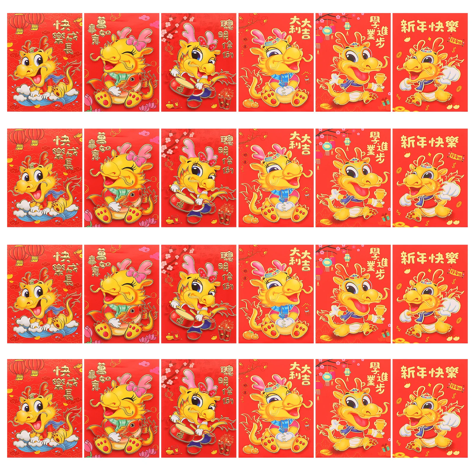 30Pcs Chinese New Year Red Envelopes Bright Creative Dragon Pattern Lucky Money Envelopes 2024 Spring Festival Gift Packets