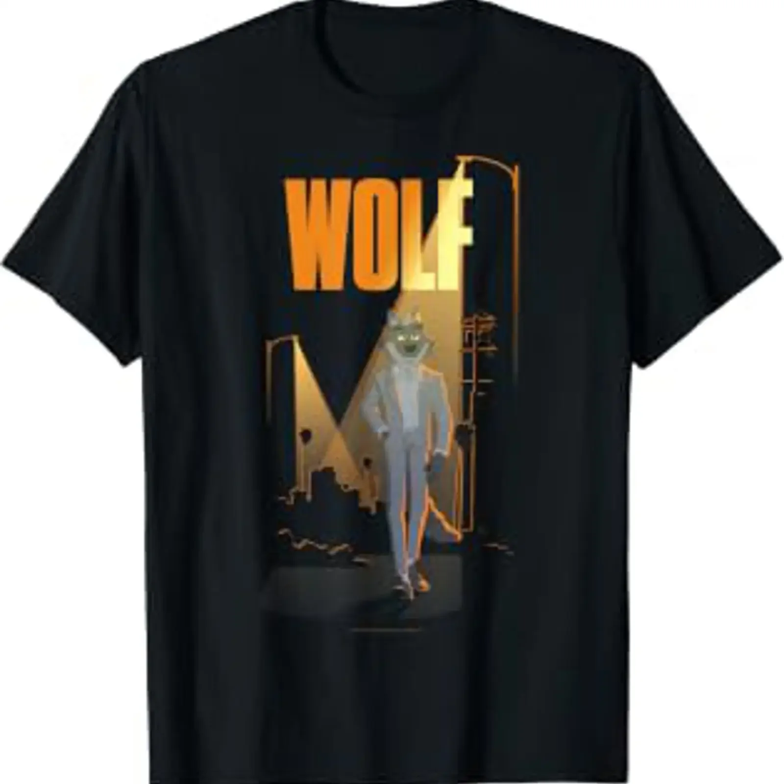 The Bad Guys Mr Wolf City Street Light T Shirt vintage Washed Stylish graphic Unisex Versatile streetwear Breathable homme