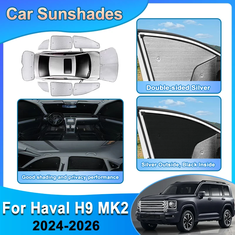 For Haval H9 2026 2024 2025 MK2 Car Side Window Sunshades UV Protections Front Rear Windshield Side Window Sun Shield Protection
