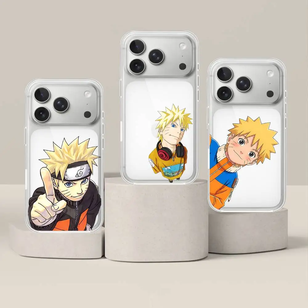 Anime-Uzumaki N-Naruto Handyhülle für iPhone 17 16 15 14 Plus 13 12 11 Pro Max Transparente Stoßfeste Rückseiten-Abdeckung