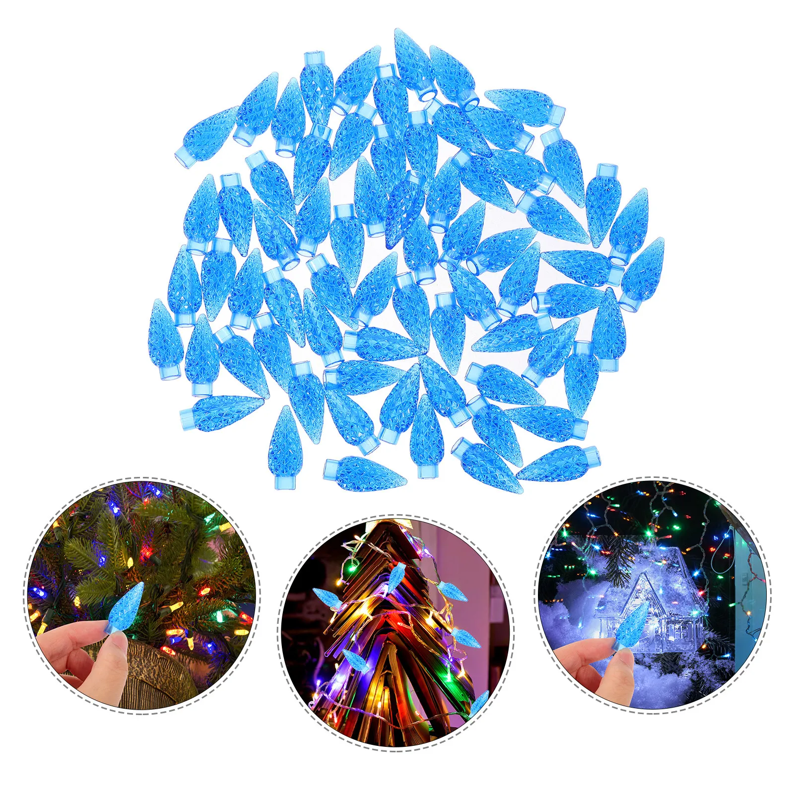 

100pcs Blue Nut Pendant String Light Bulbs Covers Replacement For Outdoor Indoor Holiday Lighting Decorative Lamp Shades