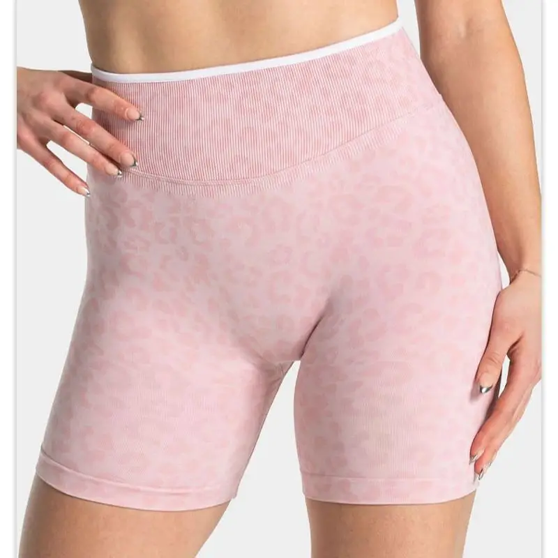 Leopard Print Yoga Shorts for Women, High Waisted Workout Shorts, Butt Lifting Fitness Shorts, Sexy Gym Booty Shorts image 3