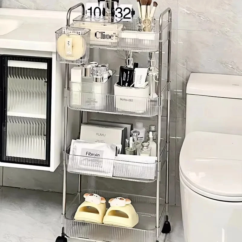 Mobile Storage Trolley 2/3/4 Tiers Acrylic Trolley With Wheel Multilayer Transparent Storage Rack Living Room Snack Storages