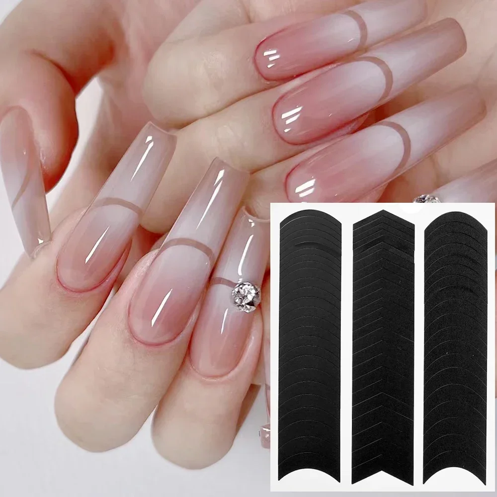 3D samoprzylepne naklejki na paznokcie wzornik porady przewodnik francuski Manicure naklejki artystyczne do paznokci formy Fringe DIY wzornik 3D stylizacja przyrząd kosmetyczny