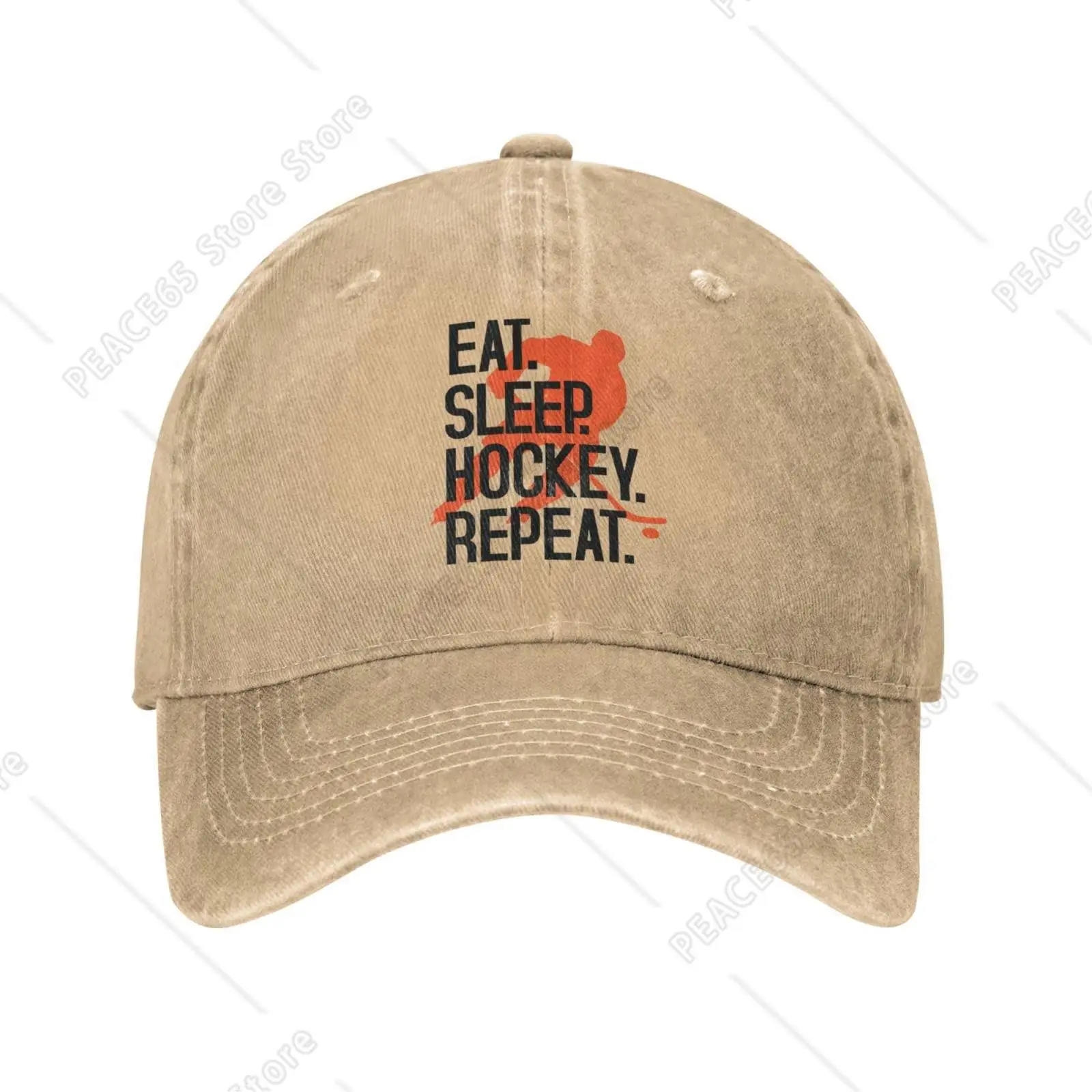 

Adult Vintage Trucker Dad Hat Eat Sleep Hockey Repeat Baseball Cap Funny Cowboy Hats One Size