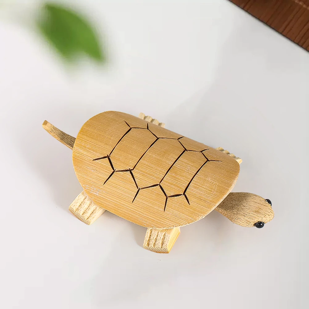 3D Hand Carved Simulation Bamboo Turtle Shaped Desktop Decoration Game Props Mascot Ornaments Longevity Giftware for Elders
