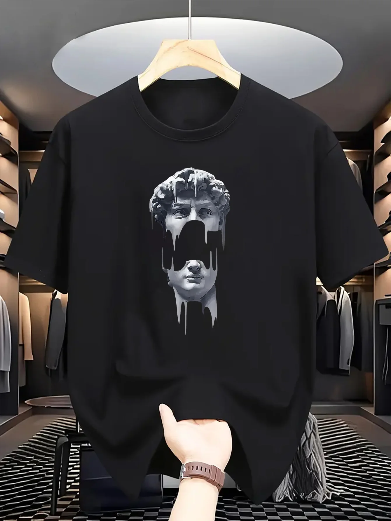 Artistic Avatar Printed Pattern T-shirt Casual Daily Men's and Women's Commuting Top T-shirt Fashionable and Comfortable Casual