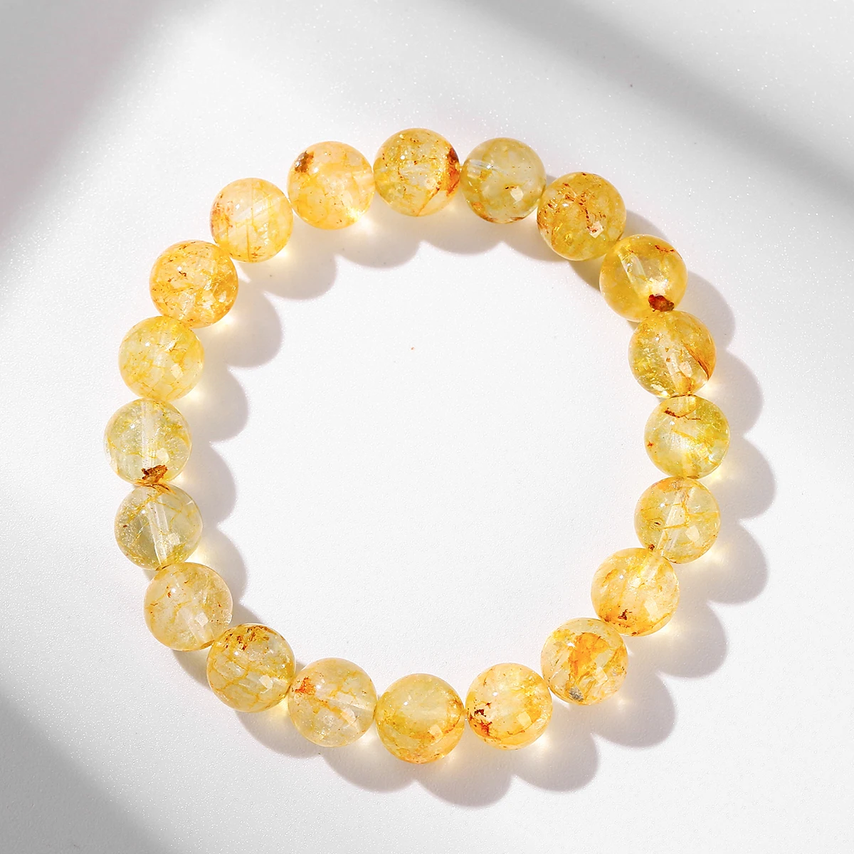 

Natural Yellow Topaz Round Beaded Bracelet Women Genuine Osmanthus Topaz Single Circle Unisex Fashion Versatile Hand Bracelet