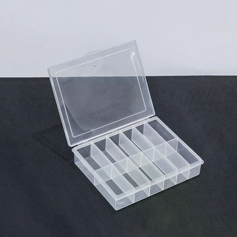 12 กริดโปร่งใสเล็บฟอยล์กล่องเก็บเครื่องประดับพลาสติกลูกปัดอัญมณี Rhinestones เล็บปลอมเคล็ดลับ Art กล่องกรณี