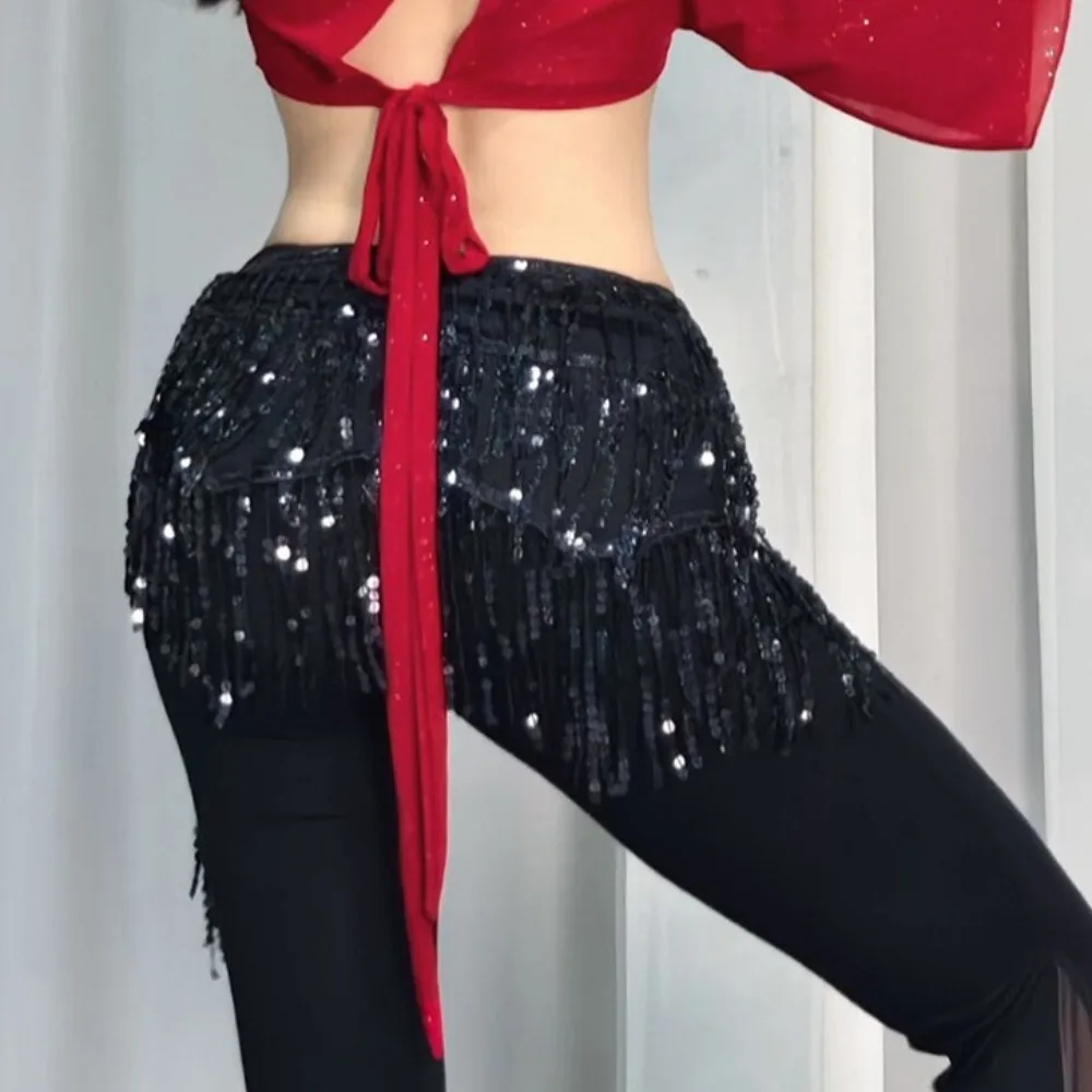 Shiny Sequins Belly Dance Hip Scarf Tassel 4 Colors Dance Skirt Waist Belts Indian Style Elegant Belly Dance Belt Dance Costumes