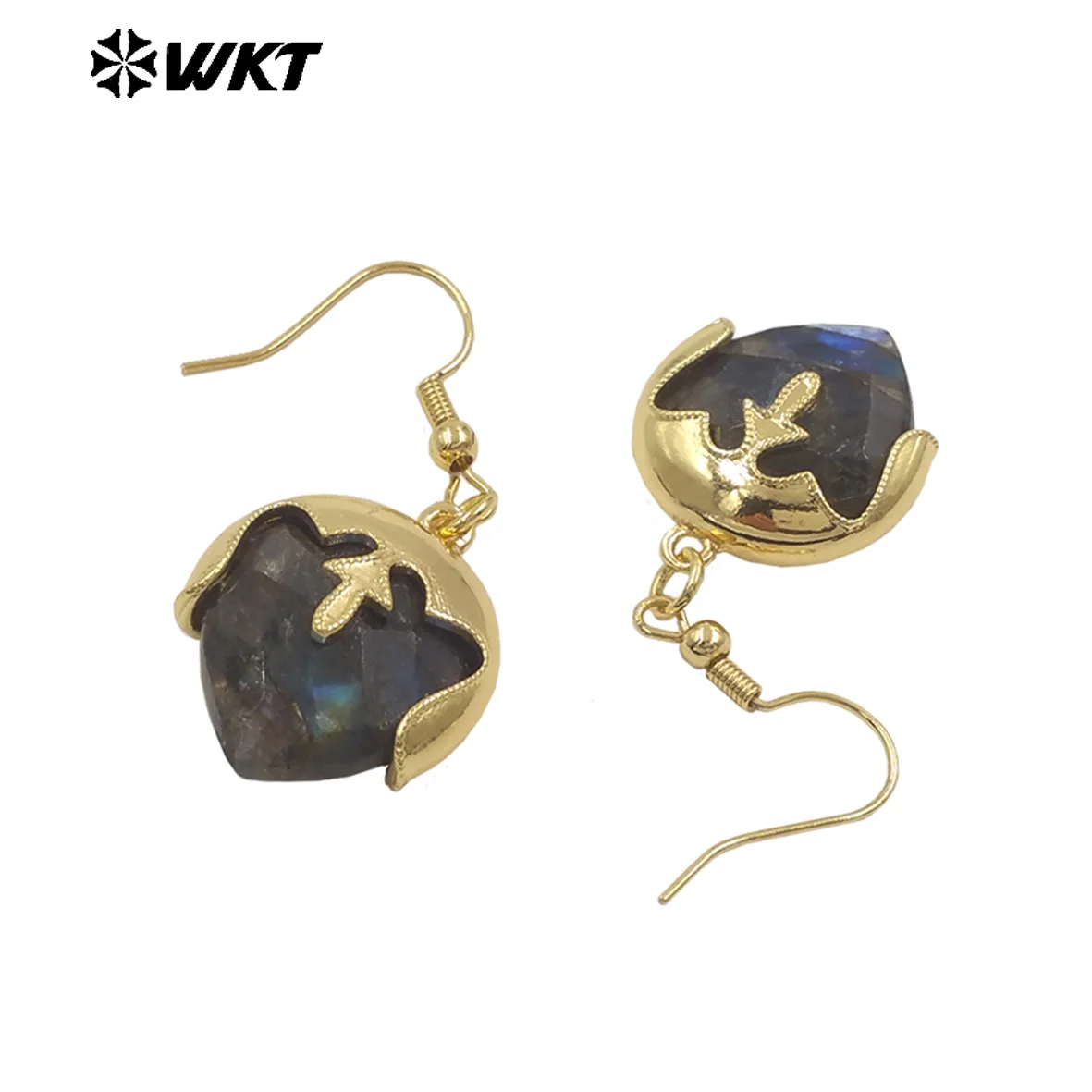 

WT-E789 Нишевый дизайн, красивые серьги с драгоценными камнями и 18-каратное настоящее золото для девочек, специальные украшения ACC