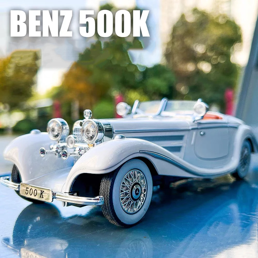 1:32 Mercedes Benz 1936 500K Vintage car Alloy Scale Car Model Diecast Metal Minaiture Car Sound&Light Children Toy Car Vehicle